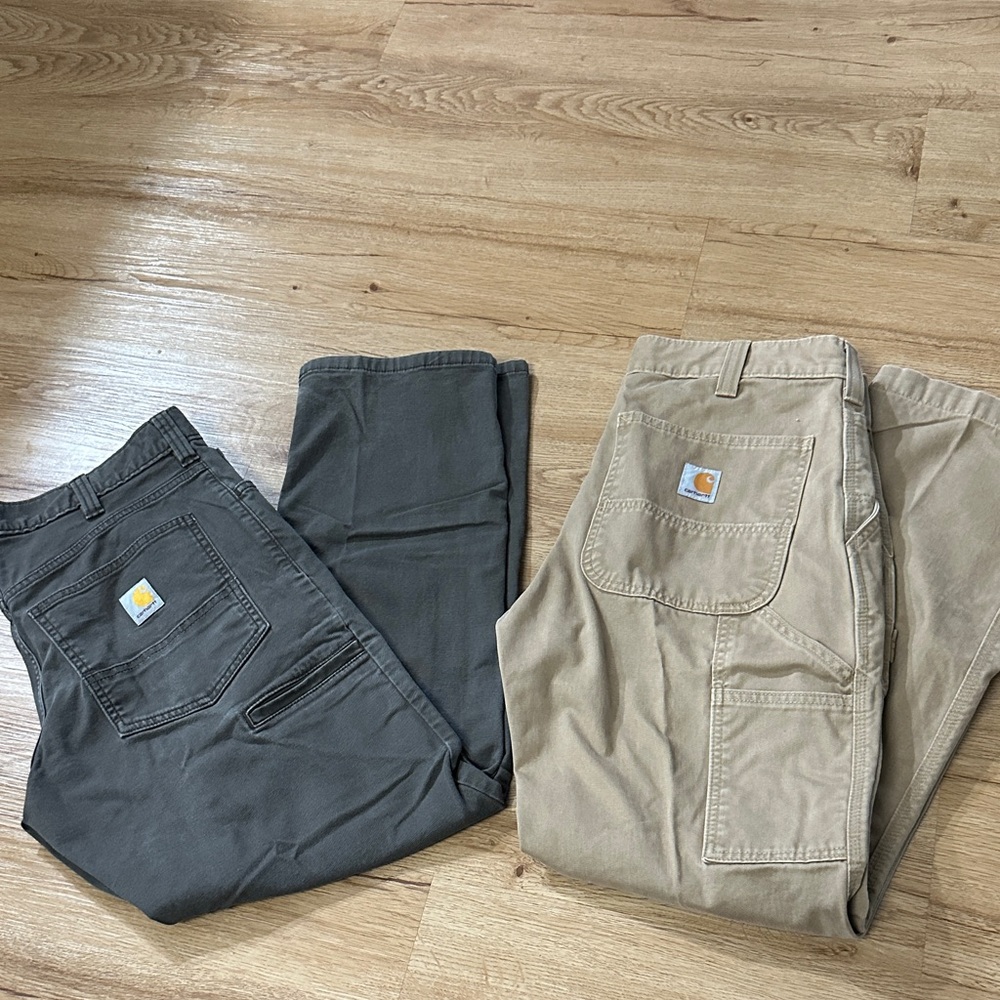 Carhartt Men's Pants in Gray and Tan